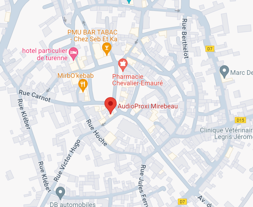 Carte Centre Auditif Audioproxi Mirebeau